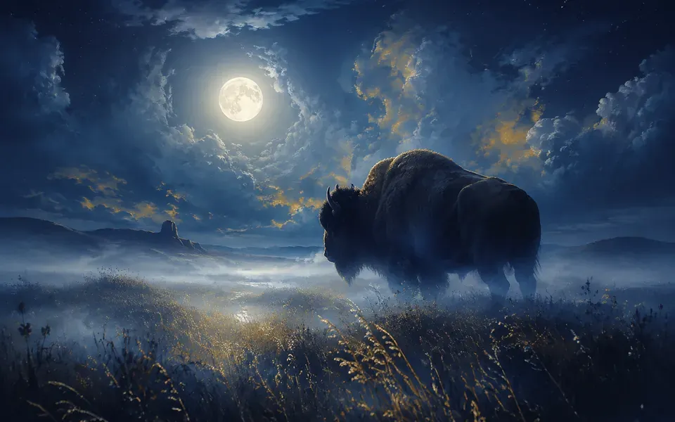 Illustration onirique : Rêver de bison