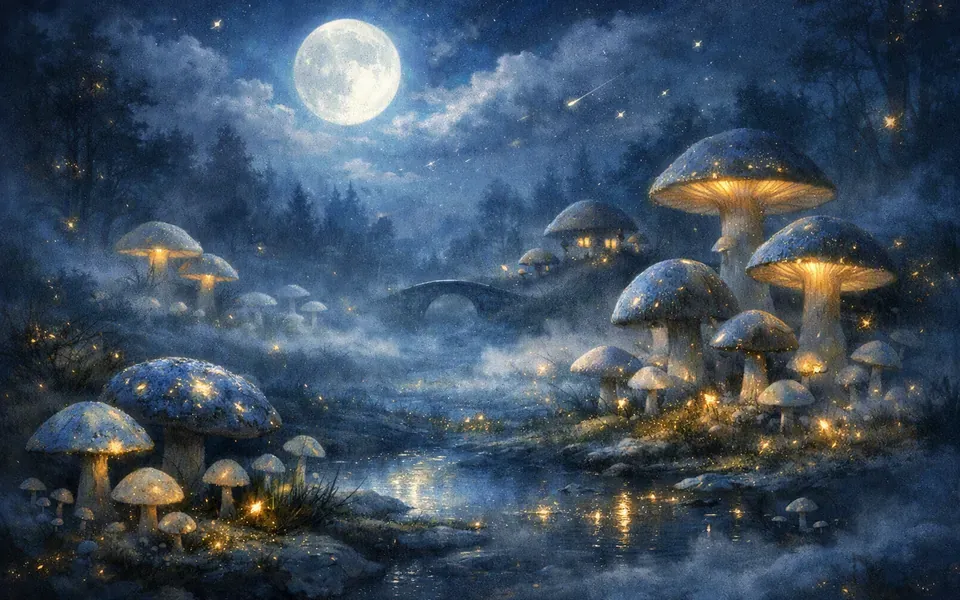 Illustration onirique : Rêver de champignons