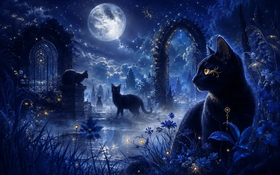Illustration onirique : Rêver de chat