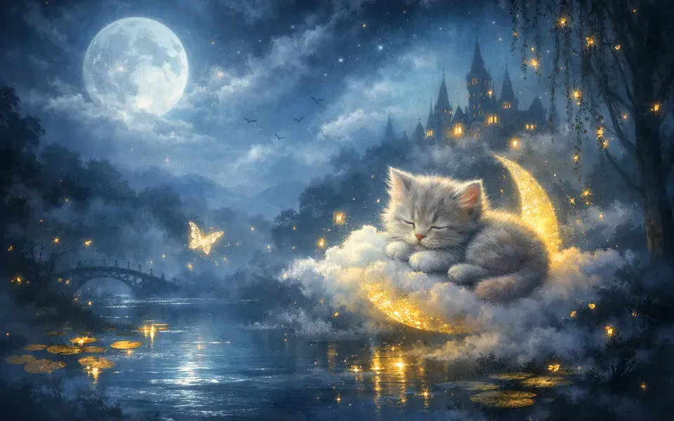 Illustration onirique : Rêver de chaton