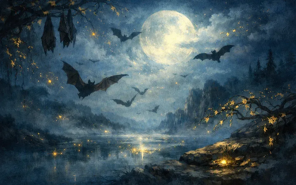 Illustration onirique : Rêver de chauve-souris