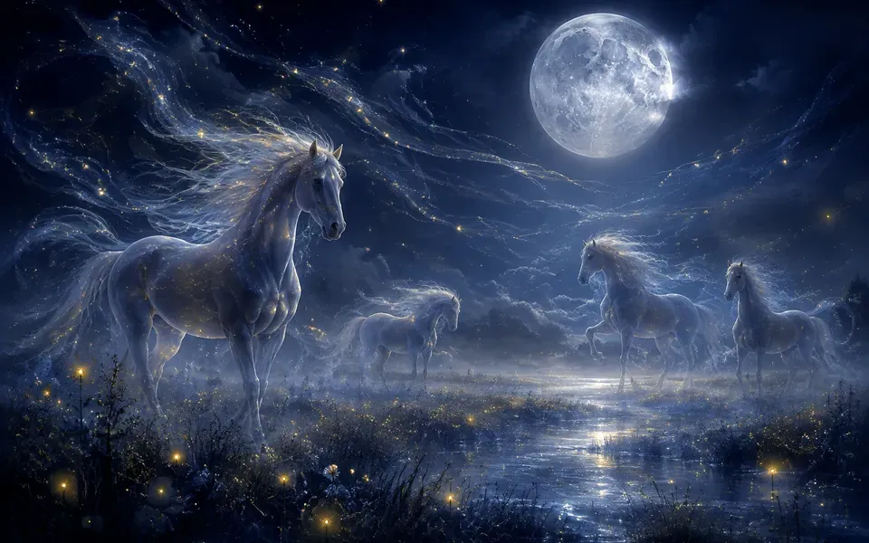 Illustration onirique : Rêver de chevaux