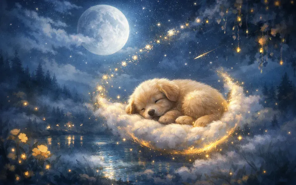 Illustration onirique : Rêver de chiot