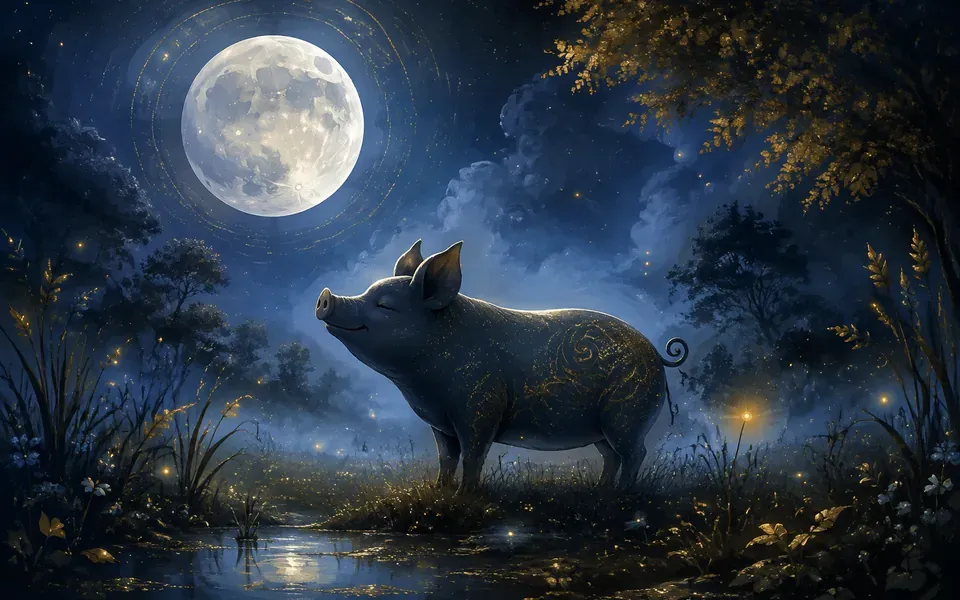 Illustration onirique : Rêver de cochon