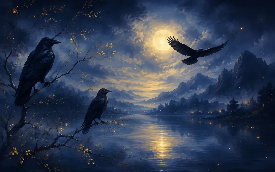 Illustration onirique : Rêver de corbeau