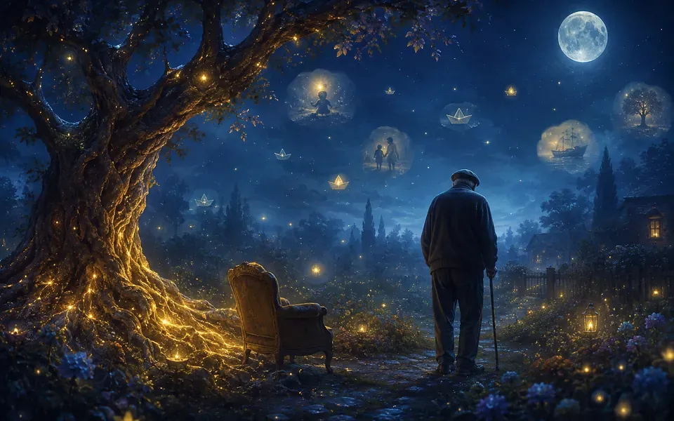 Illustration onirique : Rêver de son grand-père