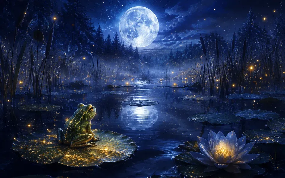 Illustration onirique : Rêver de grenouille