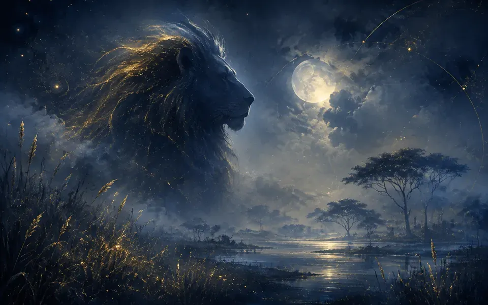 Illustration onirique : Rêver de lion