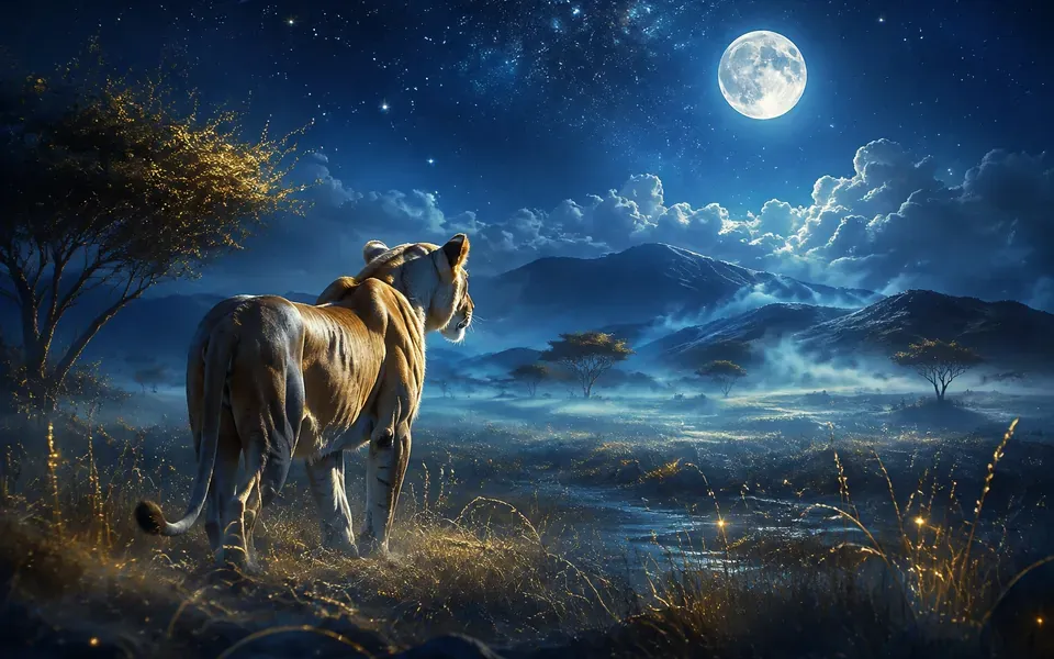 Illustration onirique : Rêver de lionne