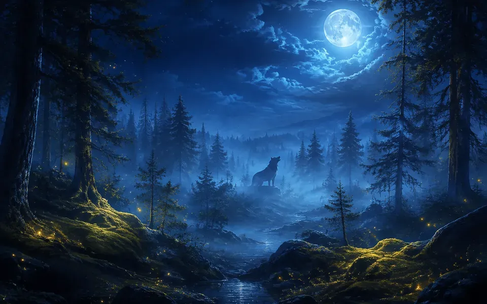 Illustration onirique : Rêver de loup