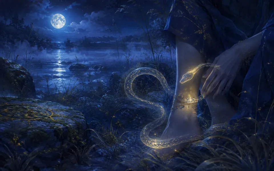 Illustration onirique : Rêver de morsure de serpent