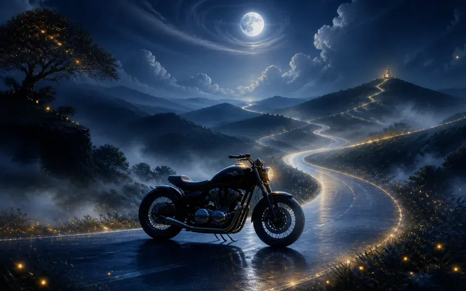 Illustration onirique : Rêver de moto