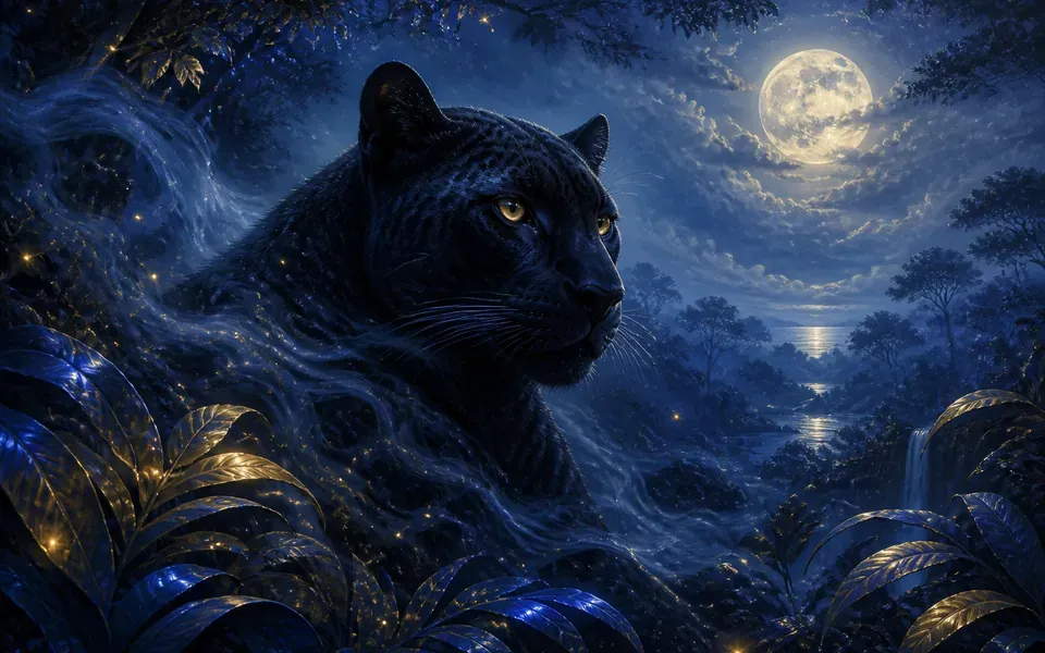 Illustration onirique : Rêver de panthère