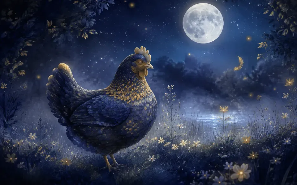 Illustration onirique : Rêver de poule