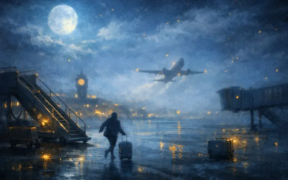 Illustration onirique : Rêver de rater son avion