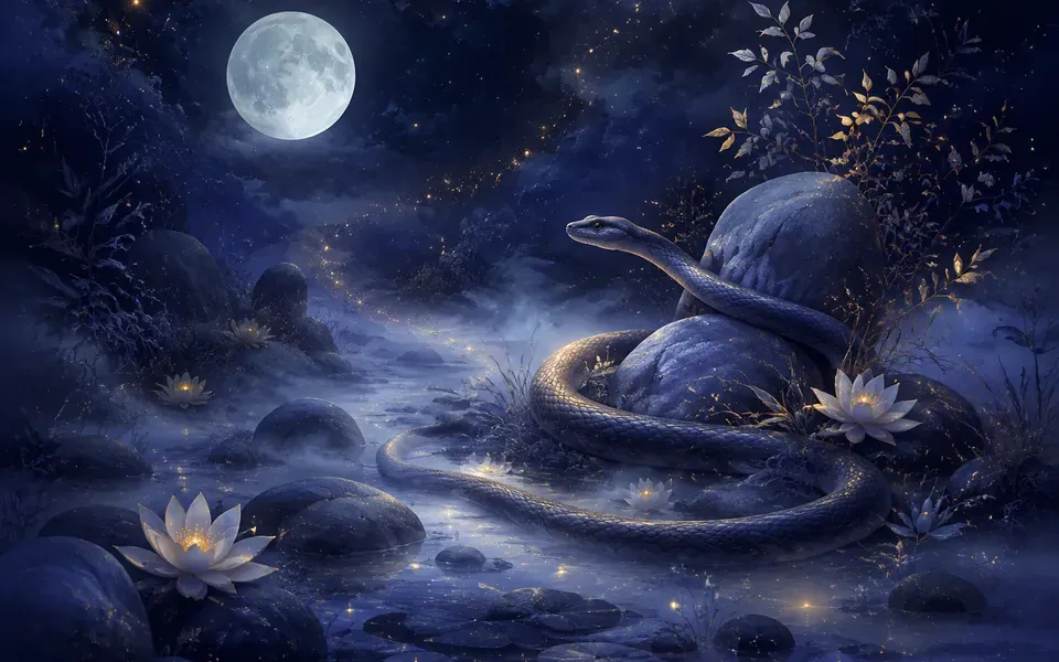 Illustration onirique : Rêver de serpent