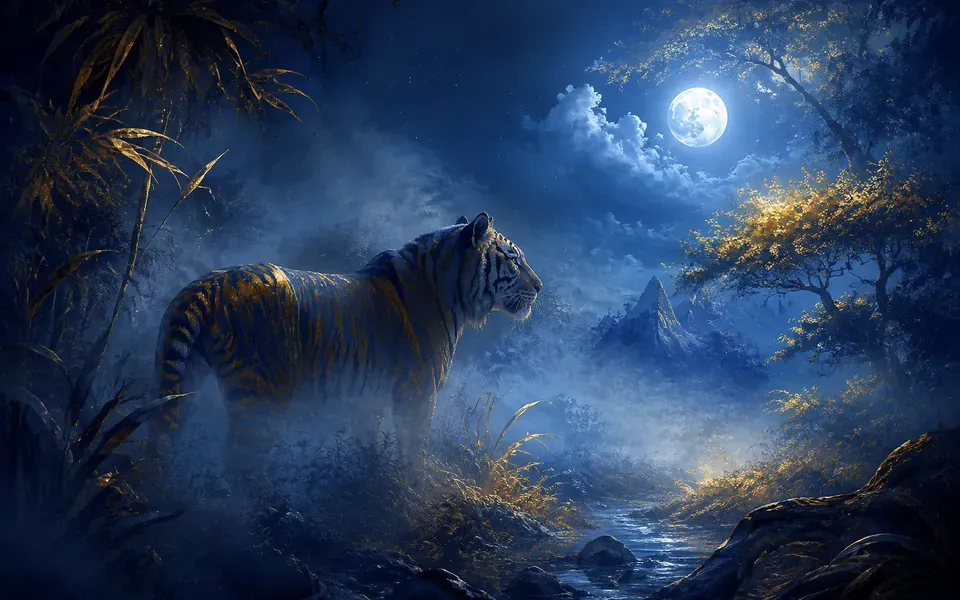 Illustration onirique : Rêver de tigre