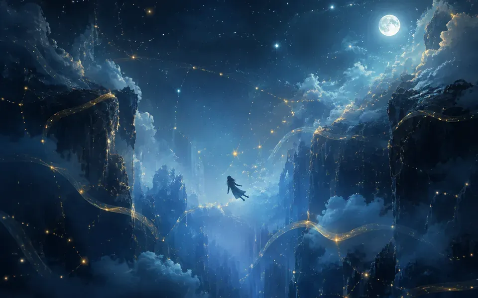 Illustration onirique : Rêver de tomber