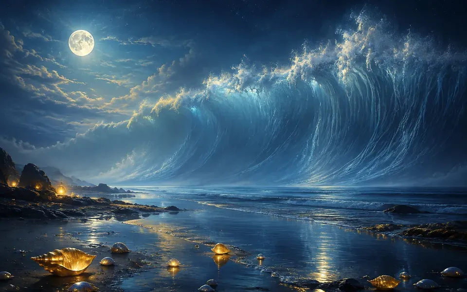 Illustration onirique : Rêver de tsunami
