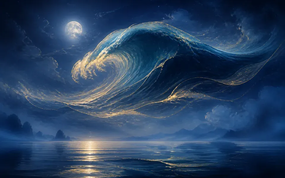 Illustration onirique : Rêver de vague