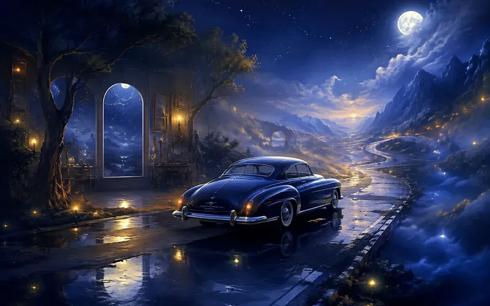 Illustration onirique : Rêver de voiture