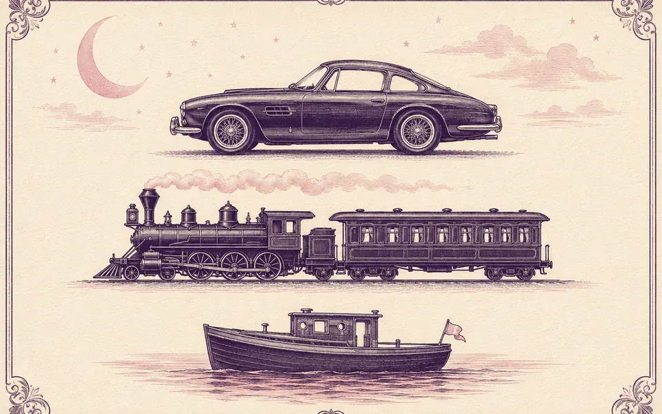 Illustration du rayon rêves de transports du dictionnaire des rêves